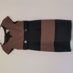 Liz Claiborne cap sleeve brown & black mid length size 8 dress